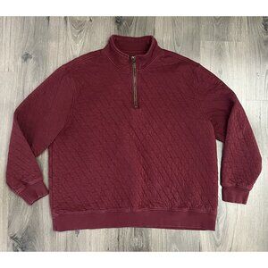 Orvis Shirt Jacket 2XL Maroon Quilted 1/4 Zip Long Sleeve Mock Neck Trout Bum